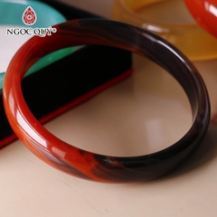 Vòng tay nguyên khối đá mã não Ni60 Bản 8mm