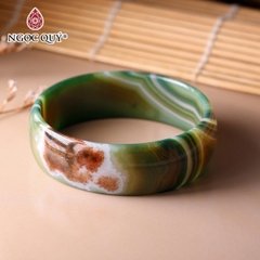 Vòng tay nguyên khối đá mã não Ni56 Bản 20mm
