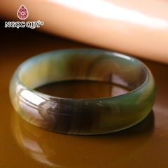 Vòng tay nguyên khối đá mã não Ni58 Bản 14mm