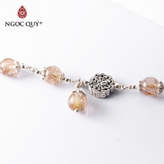 Lắc bạc đá thạch anh tóc cam mix charm bạc