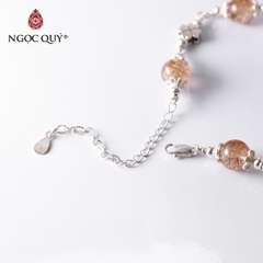 Lắc bạc đá thạch anh tóc cam mix charm bạc