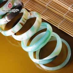 Vòng tay nguyên khối đá mã não Ni58 Bản 14mm