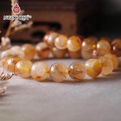 Vòng tay đá thạch anh tóc vàng cam A hạt trơn