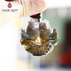 Mặt dây chuyền cặp cá chép đá chalcedony