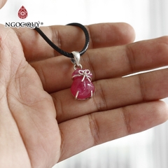 Mặt dây chuyền túi tiền Ruby bọc bạc