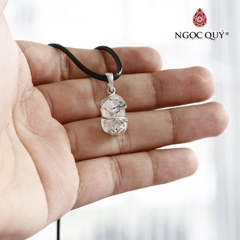 Mặt dây chuyền tỳ hưu tóc đen bọc bạc