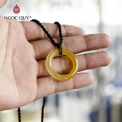 Dây chuyền hình tròn chalcedony vàng