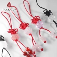 Móc khóa hình hoa mẫu đơn đá thiên nhiên