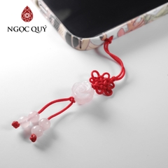 Móc khóa hình hoa mẫu đơn đá thiên nhiên