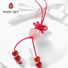 Móc khóa hình hoa mẫu đơn đá thiên nhiên