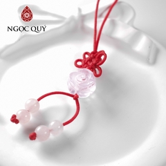 Móc khóa hình hoa mẫu đơn đá thiên nhiên