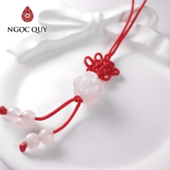 Móc khóa hình hoa mẫu đơn đá thiên nhiên