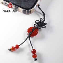 Móc khóa đồng điếu đá thiên nhiên