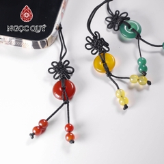 Móc khóa đồng điếu đá thiên nhiên