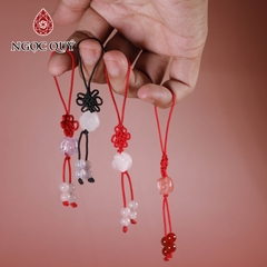 Móc khóa hình hoa mẫu đơn đá thiên nhiên