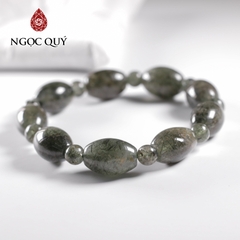 Vòng tay lu thống đá thạch anh tóc xanh 10x14mm