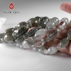 Vòng tay lu thống đá thạch anh tóc xanh 10x14mm