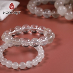 Vòng hạt trơn đá thạch anh tóc trắng