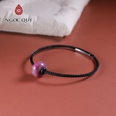 Vòng tay dây thép đồng điếu mẫu facet đá ruby nam phi 12x7mm, Dây thép 15cm