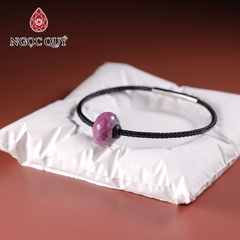 Vòng tay dây thép đồng điếu mẫu facet đá ruby nam phi 12x7mm, Dây thép 15cm