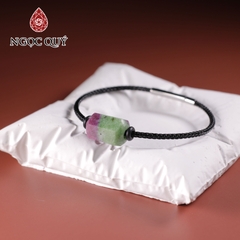 Vòng tay dây thép trụ giác đá ruby nam phi 17x10mm, dây thép 15cm
