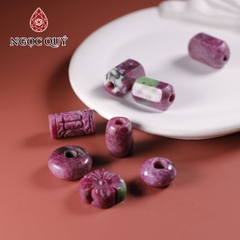 Vòng tay dây thép lu thống đá ruby nam phi 13x10mm, dây thép 15cm