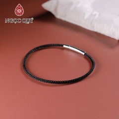 Vòng tay dây thép lu thống đá ruby nam phi 13x10mm, dây thép 15cm