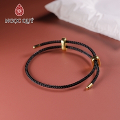 Vòng tay dây thép lu thống thạch anh trắng khắc kim tiền 9x17mm