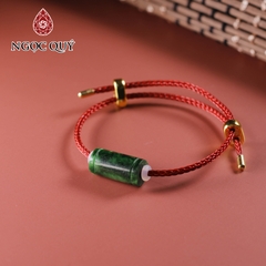 Vòng tay dây thép lu thống đá cẩm thạch sơn thủy 9x18mm
