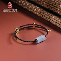 Vòng tay dây thép lu thống đá Aquamarine 9x15mm