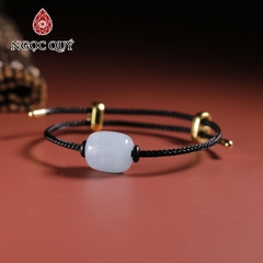 Vòng tay dây thép lu thống đá Aquamarine 12x14mm