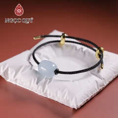 Vòng tay dây thép lu thống đá Aquamarine 12x14mm