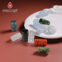Vòng tay dây thép lu thống đá Aquamarine 9x15mm