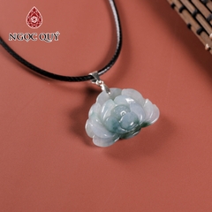 Mặt dây chuyền hoa sen đá cẩm thạch A - Phỉ thúy type A chất nếp băng 26x21mm