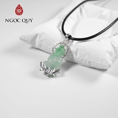 Mặt dây chuyền Phật bà đá cẩm thạch bọc bạc 31x18mm