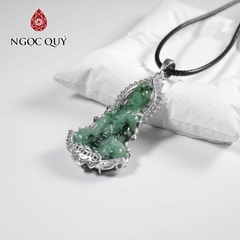 Mặt dây chuyền phật bà cẩm thạch bọc bạc 49x28mm