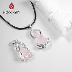 Mặt dây chuyền phật bà thạch anh hồng bọc bạc