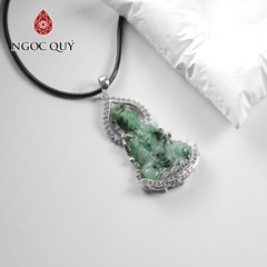 Mặt dây chuyền phật bà cẩm thạch bọc bạc 49x28mm