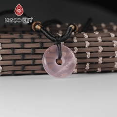 Mặt dây chuyền đồng điếu đá thạch anh hồng đẹp 20mm