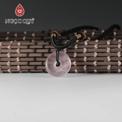 Mặt dây chuyền đồng điếu đá thạch anh hồng đẹp 20mm