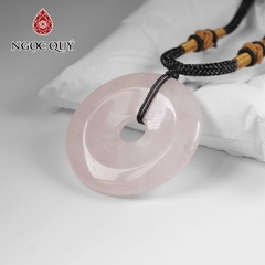 Mặt dây chuyền đồng điếu đá thạch anh hồng đẹp 20mm