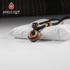 Mặt dây chuyền đồng điếu đá thạch anh mắt hổ vàng nâu