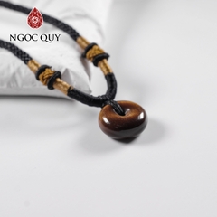 Mặt dây chuyền đồng điếu đá thạch anh mắt hổ vàng nâu