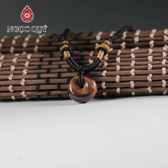 Mặt dây chuyền đồng điếu đá thạch anh mắt hổ vàng nâu