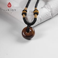 Mặt dây chuyền đồng điếu đá thạch anh mắt hổ vàng nâu