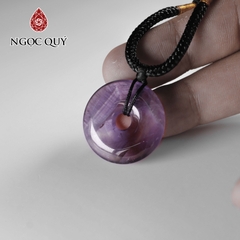 Mặt dây chuyền đồng điếu đá thạch anh tím đẹp 25mm