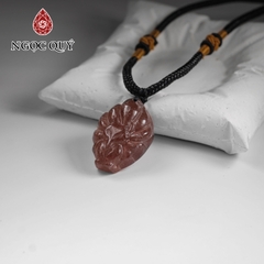 Mặt dây chuyền hồ ly đá thạch anh dâu 21x31mm