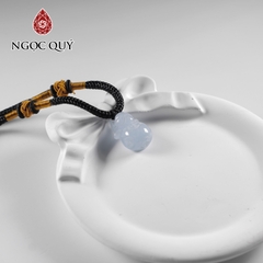 Mặt dây chuyền mèo thần tài đá Aquamarine 14x19mm