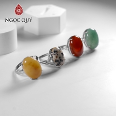 Nhẫn bạc đính hạt đá thiên nhiên mẫu E0007