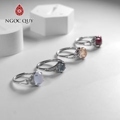 Nhẫn bạc đính hạt đá thiên nhiên mẫu E0008